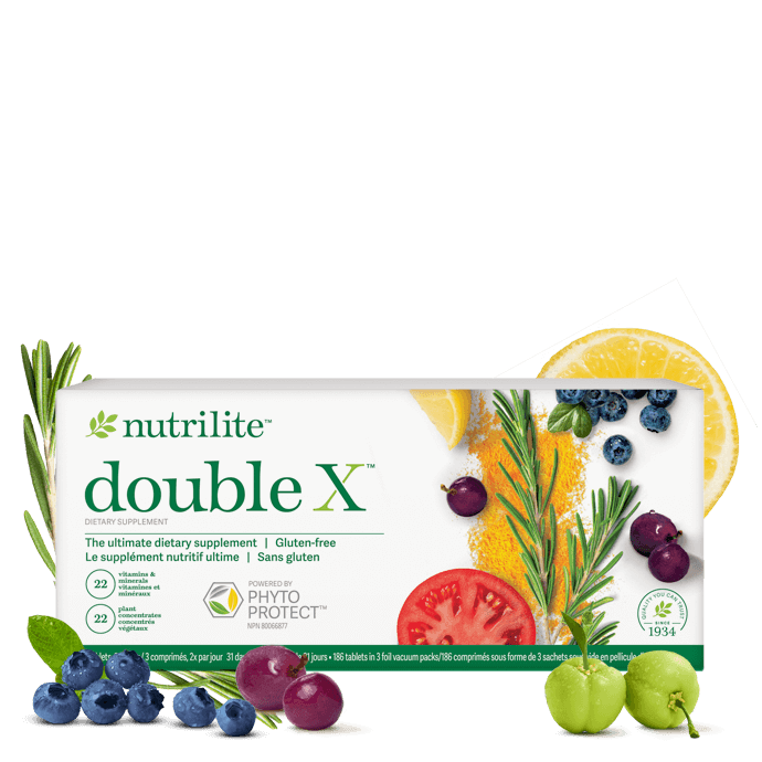 Nutrilite Double X 31-day supply in its reusable case